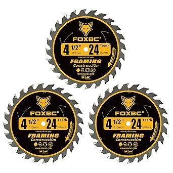 FOXBC 4-1/2 Inch Carbide Circular Saw Blade 24T Framing Wood Cutting with 3/8-Inch Arbor