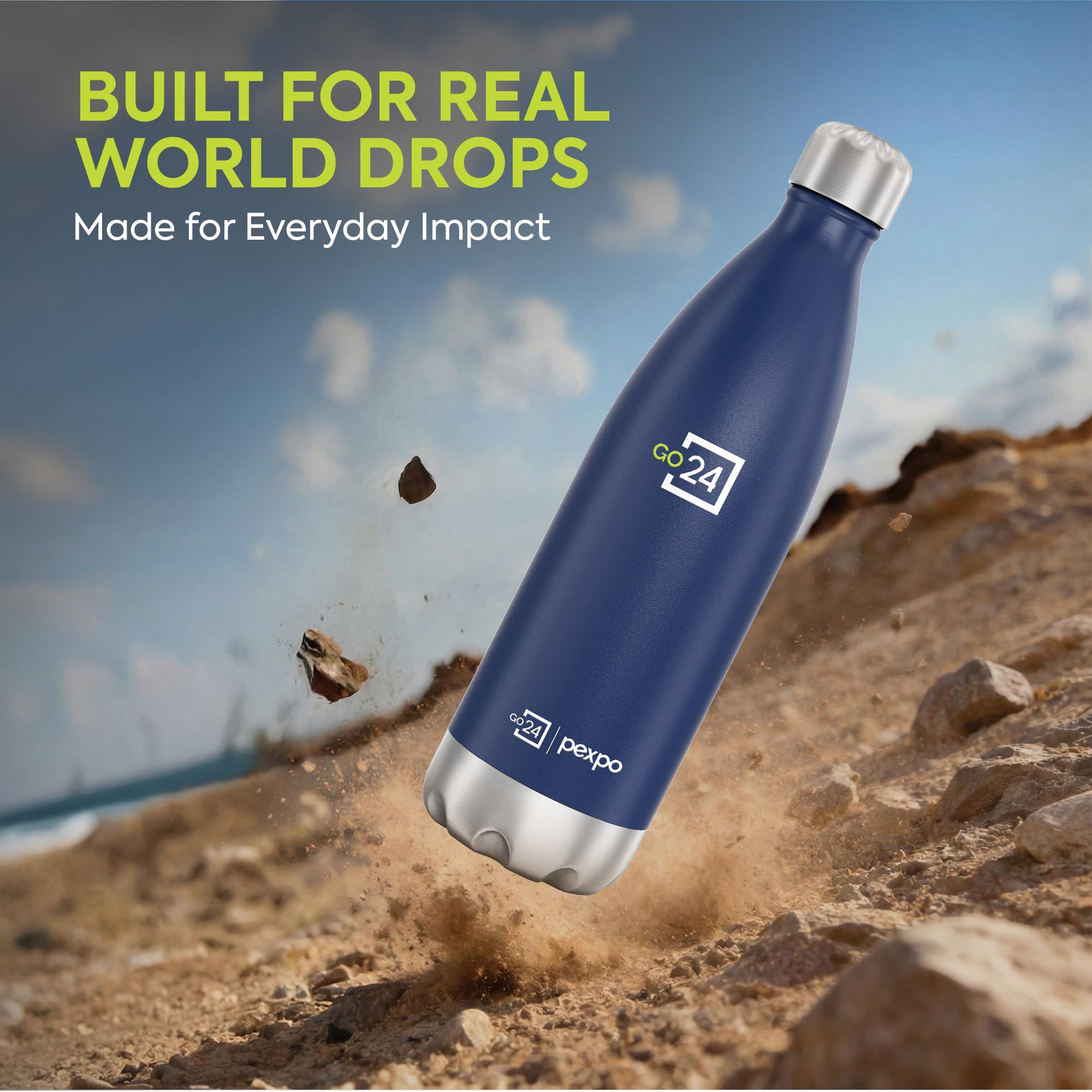 Go24 pexpo Stainless Steel Water Bottle Electro Denim Blue 980ml — Amazon image 8