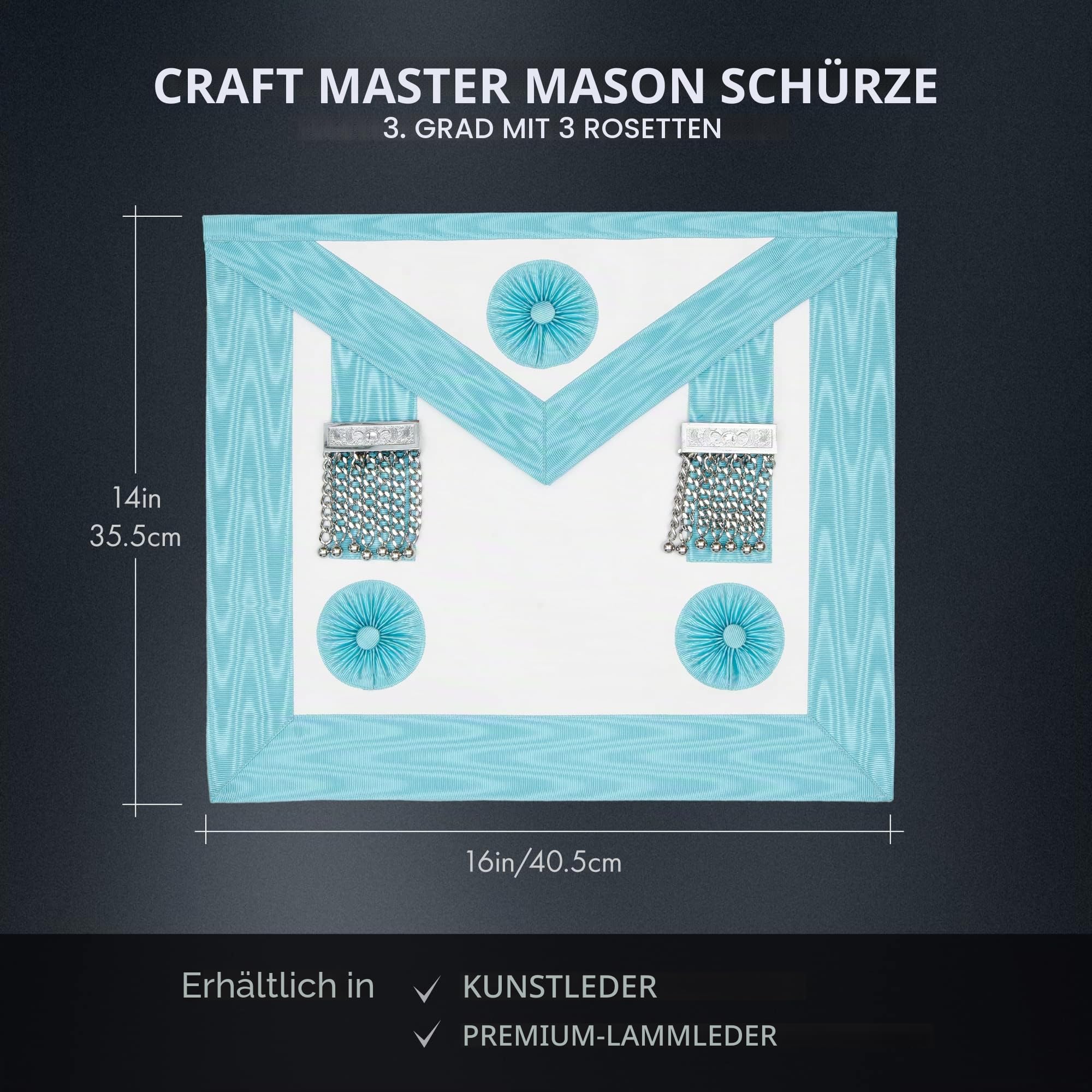 THE MASONIC COLLECTION Craft Regalia Master Masons MM 3rd Degree Schürze – Lammfell oder Kunstleder – Freimaurer-Geschenke für Männer