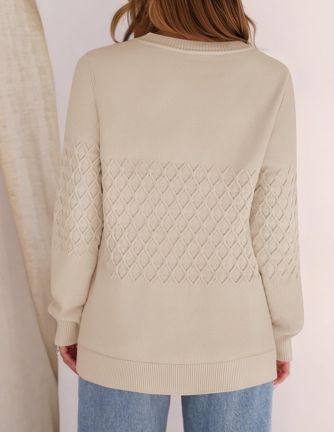 ZESICA Women's 2026 Fall Winter Sweaters Casual Long Sleeve Crew Neck Loose Knitted Pullover Sweater Tops - Image 4