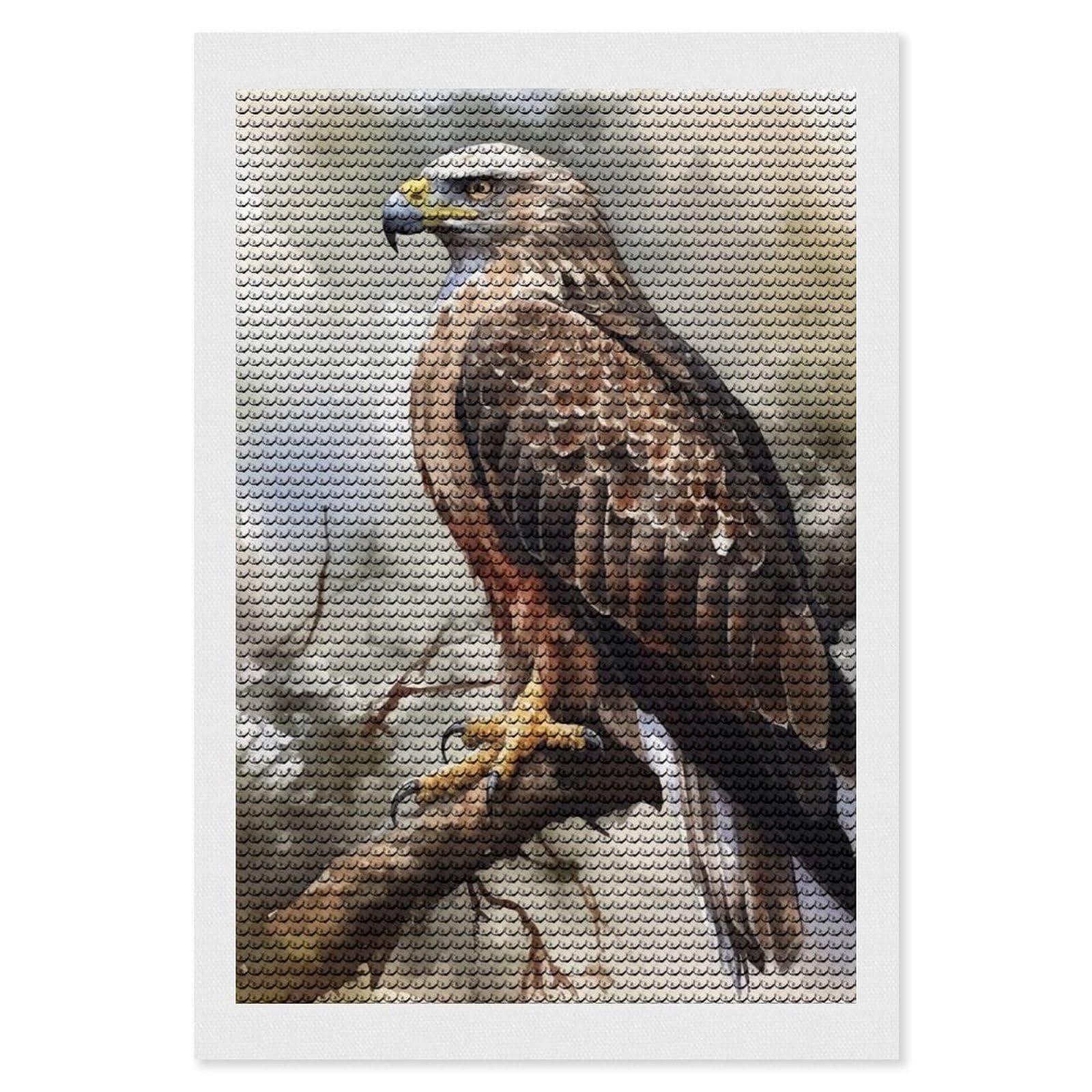 FodPand Diamond Art Kits for Adults, 5D Aurora Diamond Painting Kits for Beginners, Watercolor of Hawk Sitting in The Tree DIY Full Drill Dots Gem Art Paint Crafts for Home Wall Decor 8"x12"