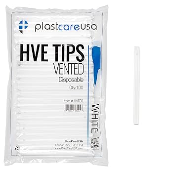 1000 HVE Evacuation Suction Dental Tips, Vented (White) (10 Bags)