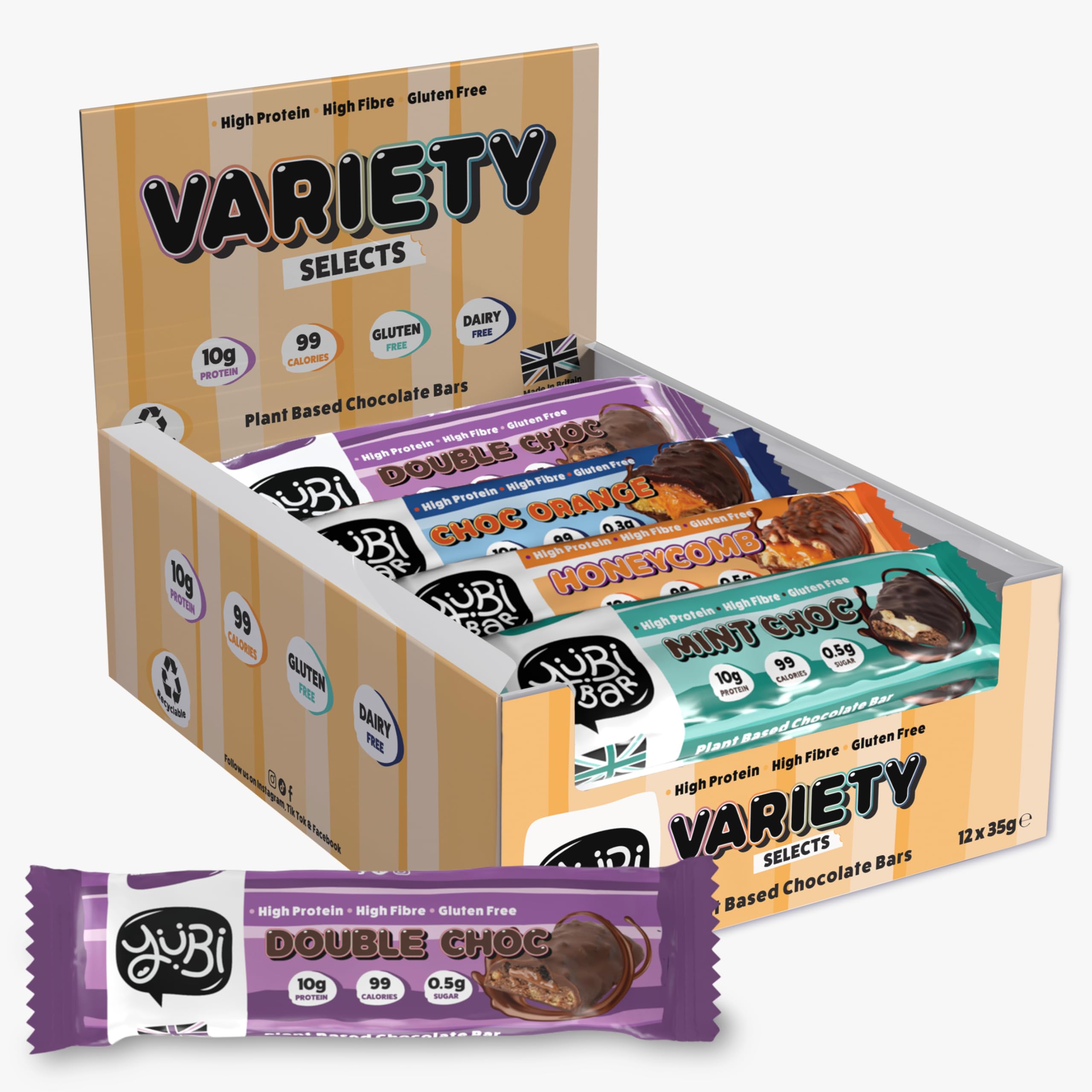 Yubi Bar – Variety Selects Protein Bars, 12 x 35g