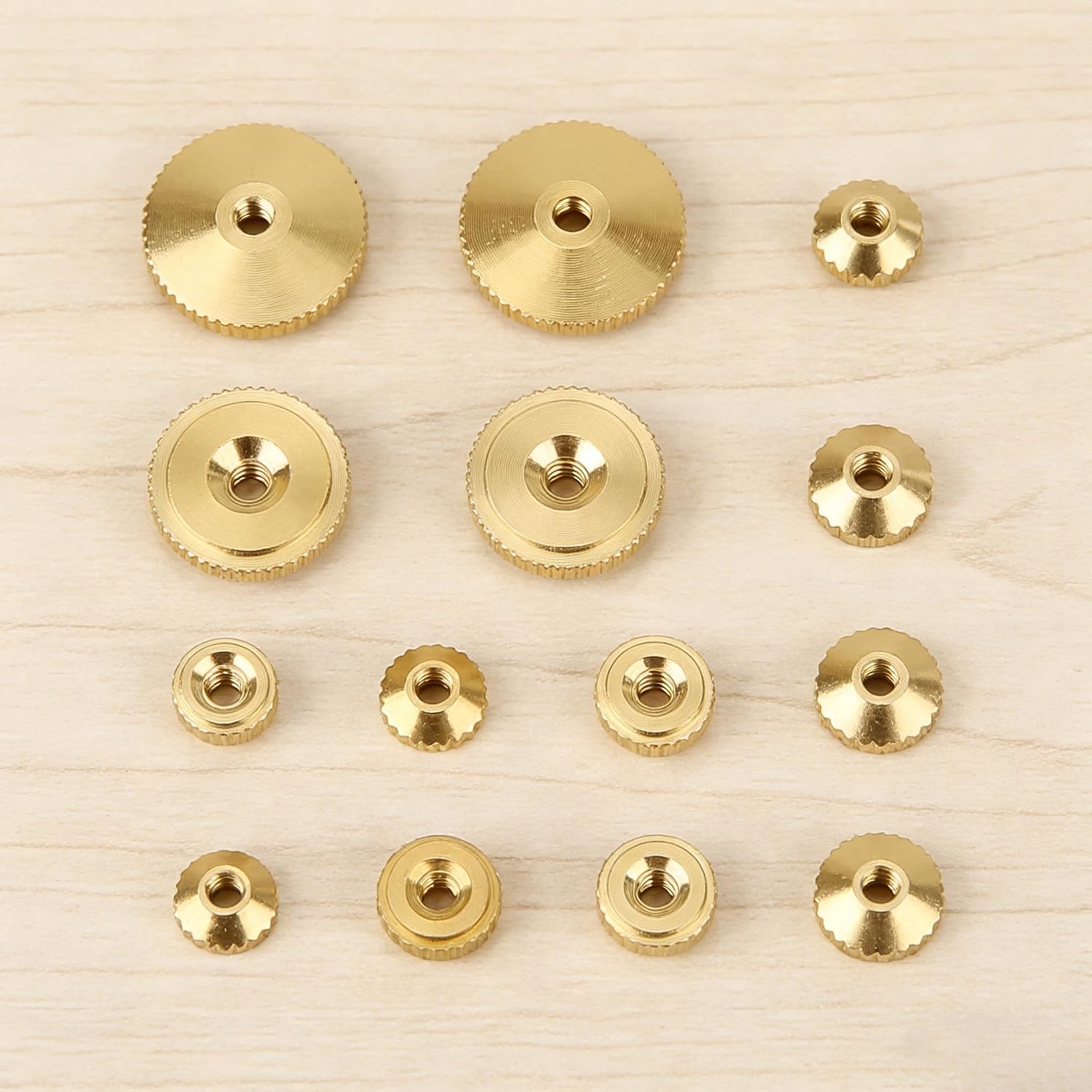 12PCS Brass Clock Hand Nut Assortment, Replacement Hardware Parts 5/6/10mm OD Threaded Mechanical Fastener Kit for Movement Maintenance and Timepiece Restoration Supplies