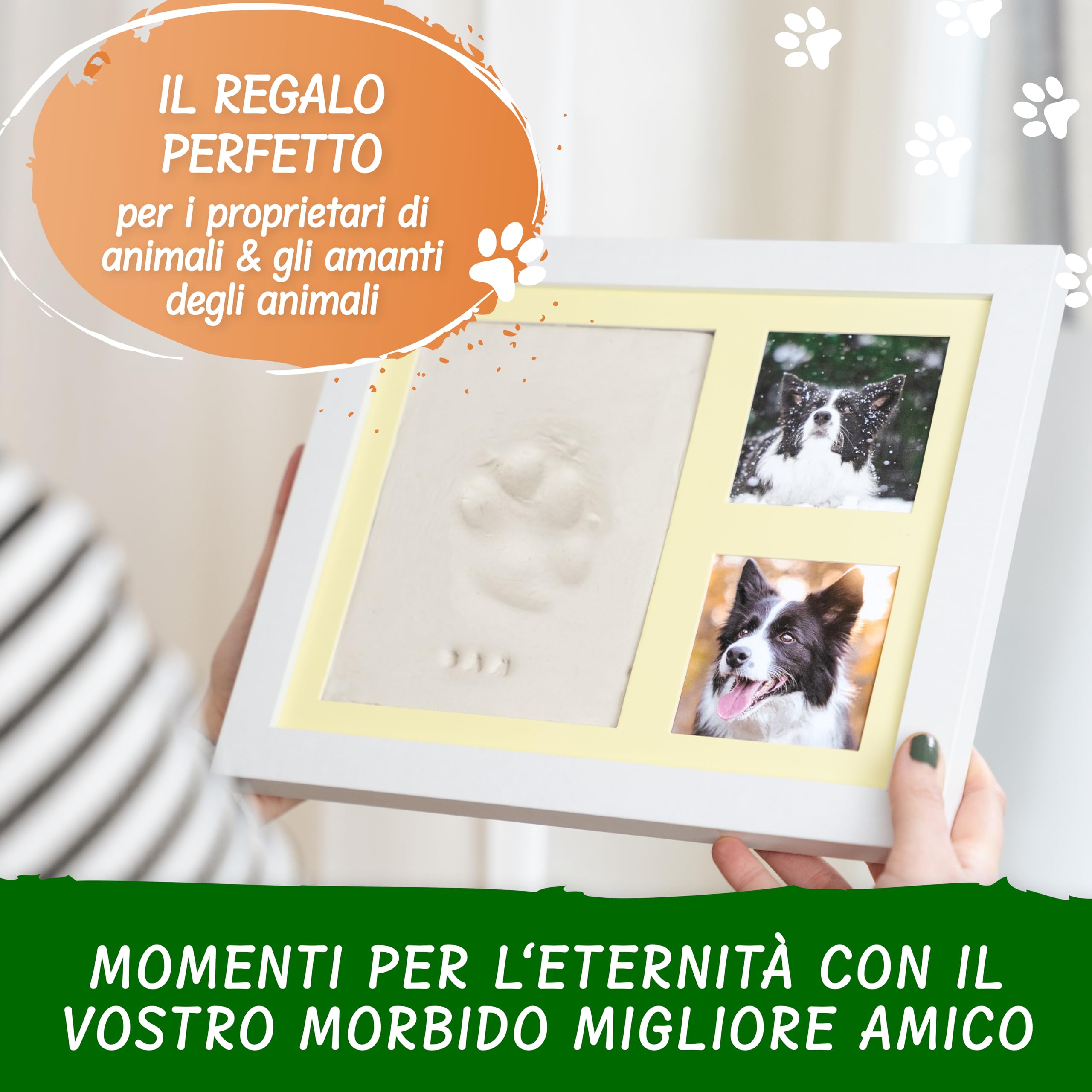 Amari Mari ® Set di Impronte di Zampe – Set di Impronte per Animali con Lettere, Numeri e cornici – Set di Impronte di Zampe per Cani