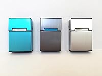 Vista 5 de ReNext Caja de cigarrillos de aluminio cepillado, caja rígida y soporte con cierre magnético sólido (King Size) (gris pizarra)