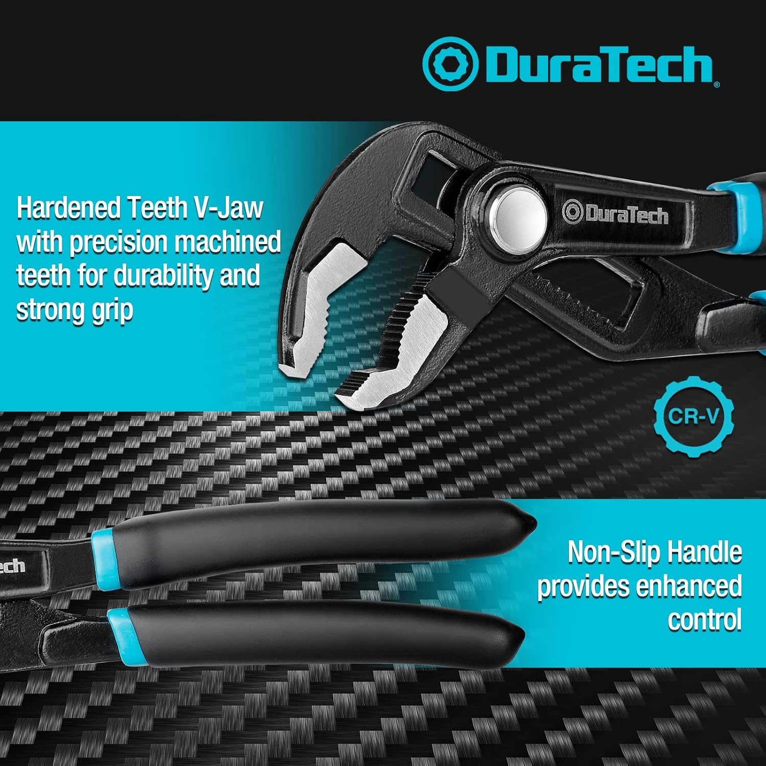 DURATECH Universal Wrench Set & Water Pump Pliers Set, Push-Lock Pliers Set, Upgrade Thicker Handle, 8-inch, 10-inch, 12-inch, Chrome Vanadium Steel, Organized in Pouch