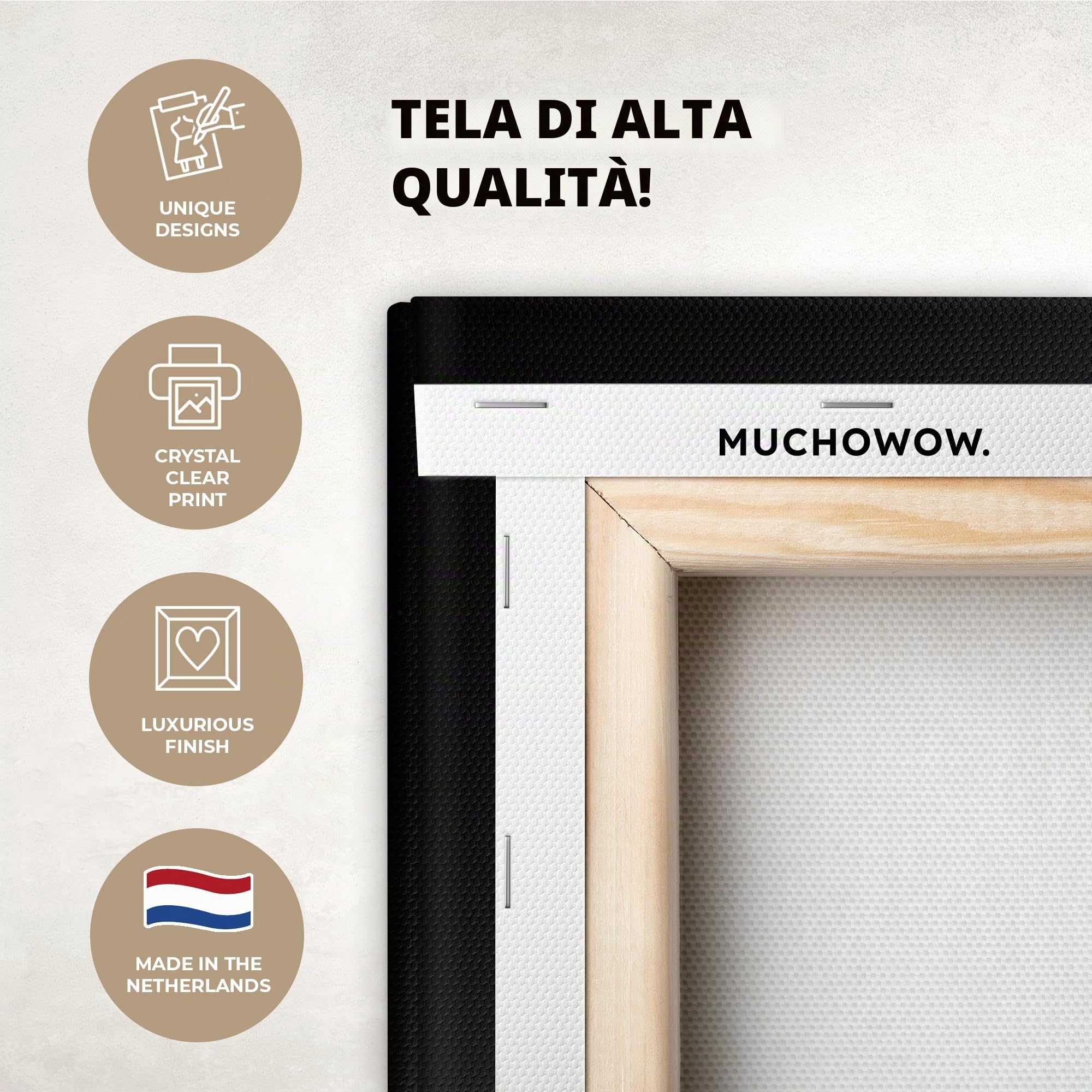 MuchoWow© Stampa di Foto su Tela Quadro Soggiorno Moderno Quadri per | 80x120 cm - Salotto Decorazioni Camera Donna - Ritratto - Labbra - Oro - Nero