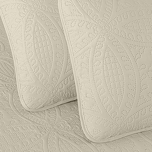 Vista 223 de Chezmoi Collection Austin - Juego de colcha tamaño Queen de 3 piezas Pinsonic acolchada de gran tamaño, tamaño Queen, terracota