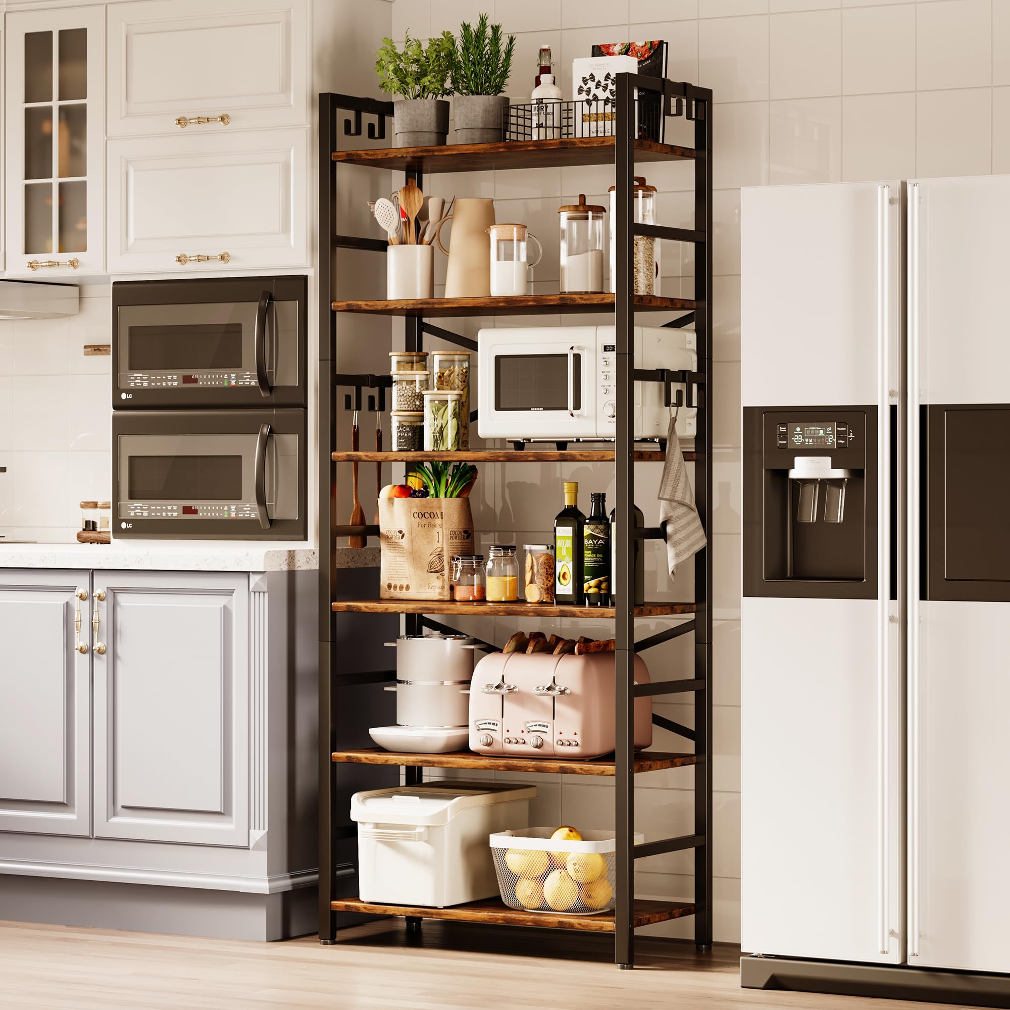 ゴリポLSISTEM 6段 W112.7×D40×H157.6cm Amazon.com: 6 Tier Bookshelf, Industrial Bookcase with 8