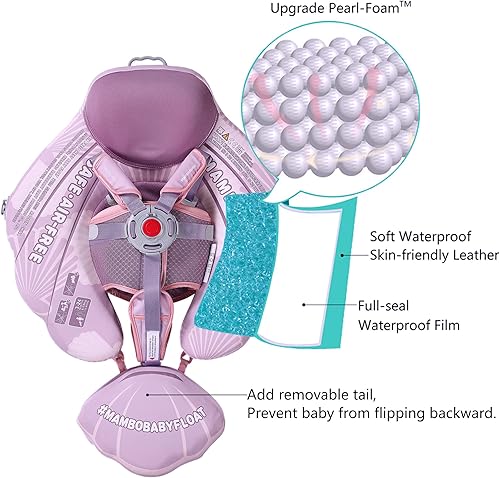 Miniatura 161 de Mambobaby Flotador de natación para bebé con toldo sólido para piscina, entrenamiento de natación, flotadores de agua sin aire, flotador de agua