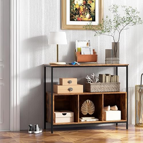 Miniatura 9 de Armario buffet con almacenamiento, aparador con 1 estante abierto y 3 cubículos, buffets y aparadores de madera, mesa de café moderna para cocina,