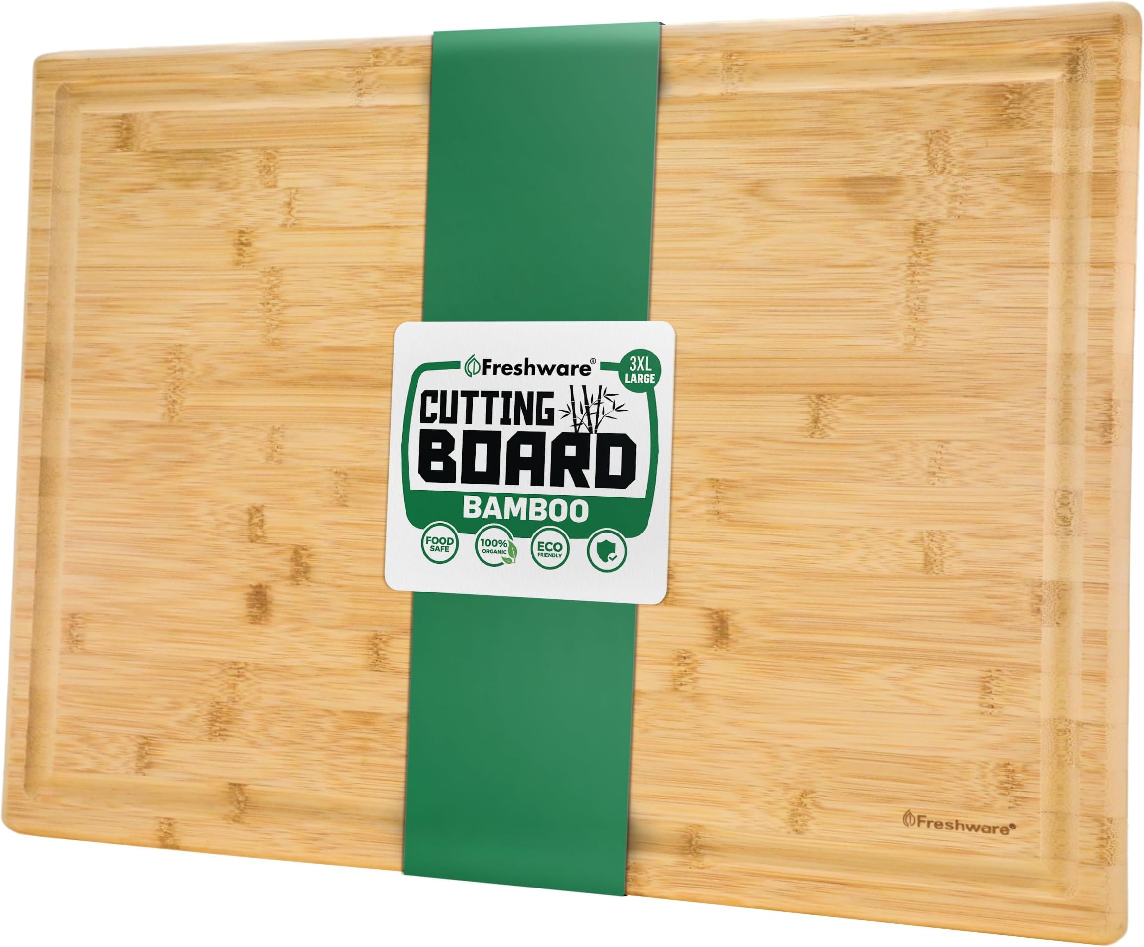 Freshware 24 Inch 3XL Bamboo Cutting Boards for Kitchen, Stove Top Butcher Block, Extra Large Wooden Carving Board for Meat, Veggies, Charcuterie Board with Deep Juice Grooves (3XL, 24x18)