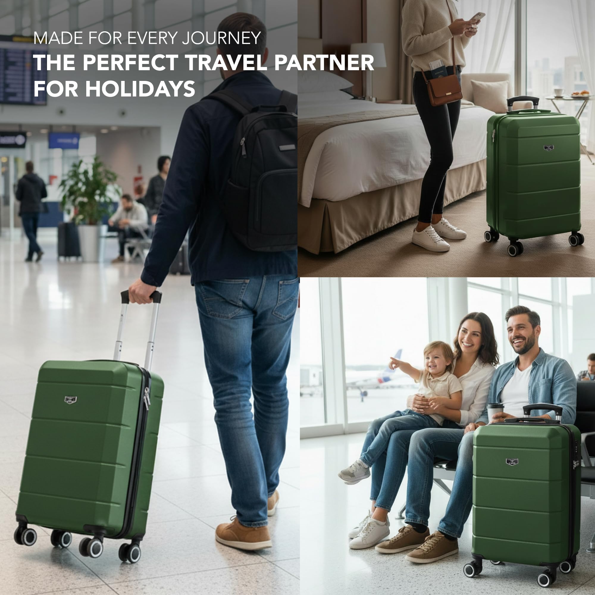 LUGG - Jetset 40cm Suitcase - 40x30x20cm- Ryanair Compatible - Underseat Size - Hard Shell ABS - Spinner & Removable Wheels - Lightweight Travel Luggage- Cream/Brown — view 83