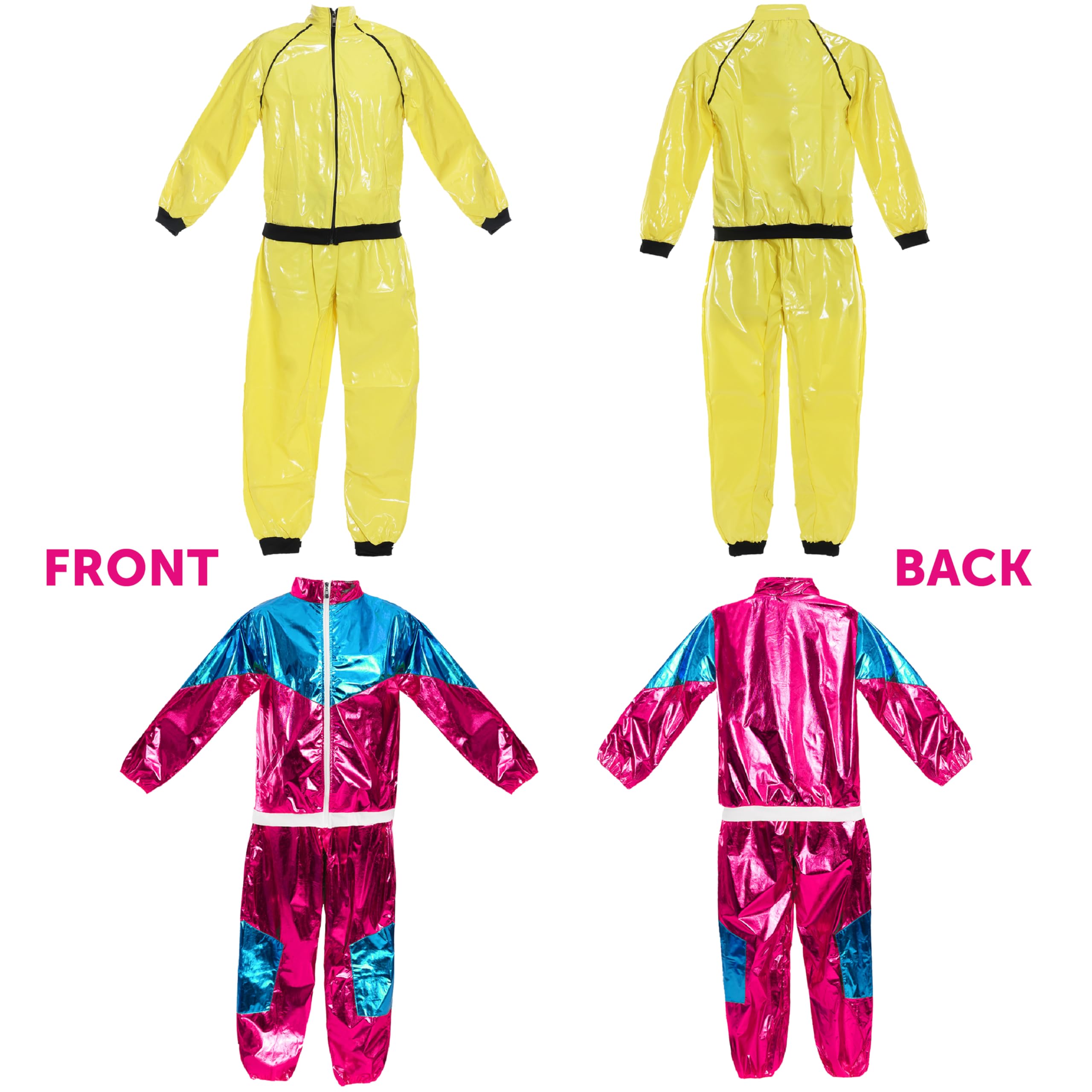 I LOVE FANCY DRESS Costume divertente da rapper & Me Julie per adulti anni '90, tuta gialla, tuta rosa e blu, occhiali da sole gialli, pizzetto, catena dorata e sigarette finte, costume divertente per