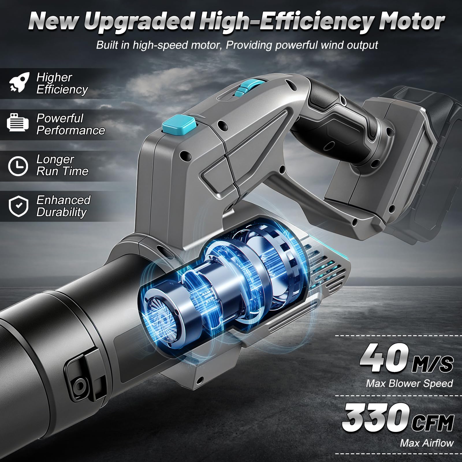 panthem Soffiatore a Batteria Compatibile con Makita 18V (senza batteria), Soffiatore Elettrico Senza Filo con Motore Brushless, 2 Ugelli Intercambiabili, Soffiatore Foglie per la Cura del Prato