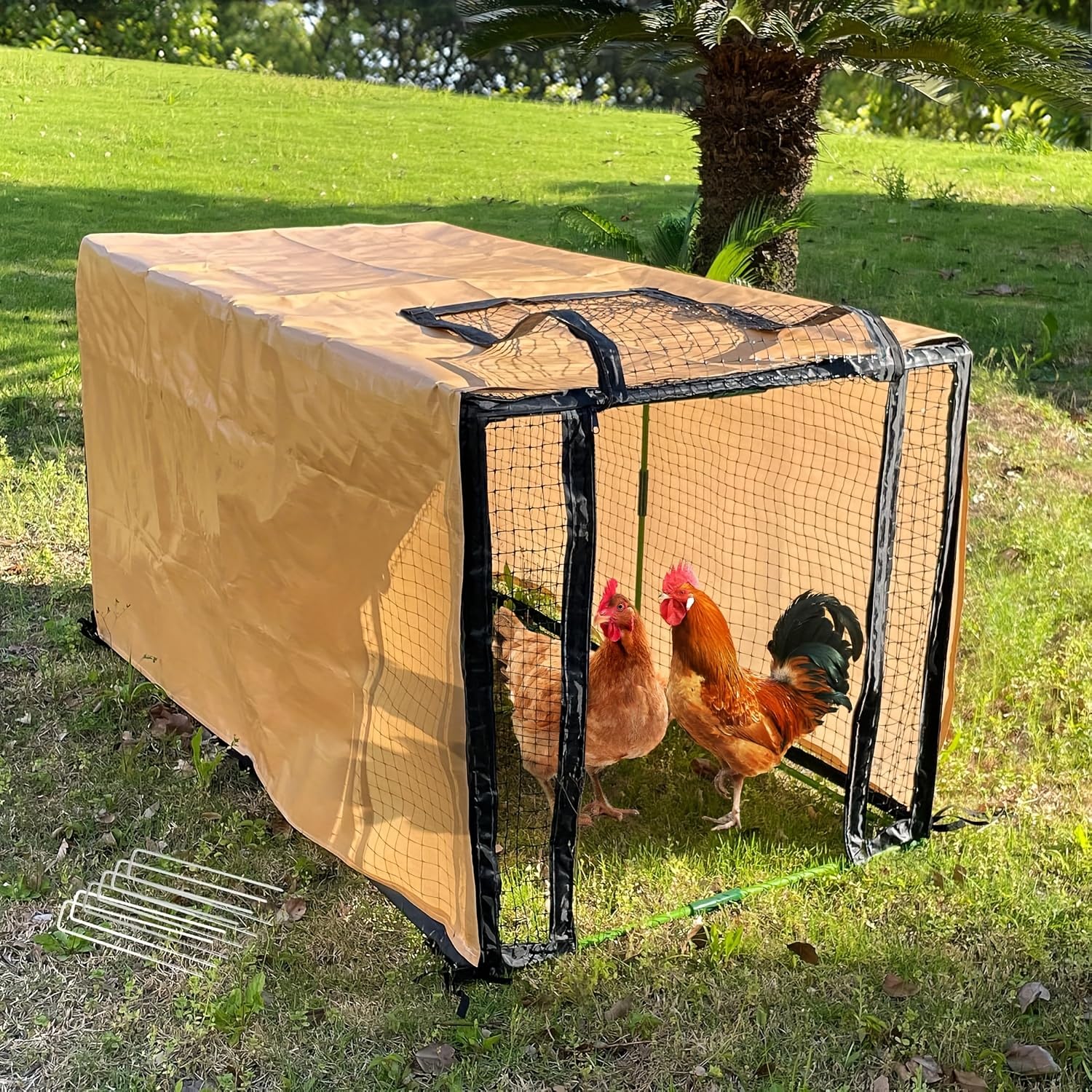 Beweglicher Hühnerhofzaun mit Wasserdicht Abdeckung, 4.13x2.17x2.17 ft Pe kleintiergehege für Hühner ,Für Hühner, Enten, Kaninchen Und Kleine Tiere, Innen- und Außenbereiche
