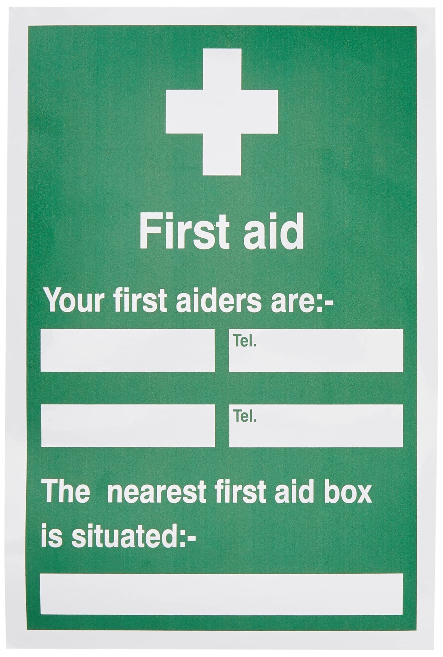 Seco First Aid - Your First Aiders are/The Nearest First Aid Box is Situated Sign, 200mm x 300mm - Self Adhesive Vinyl