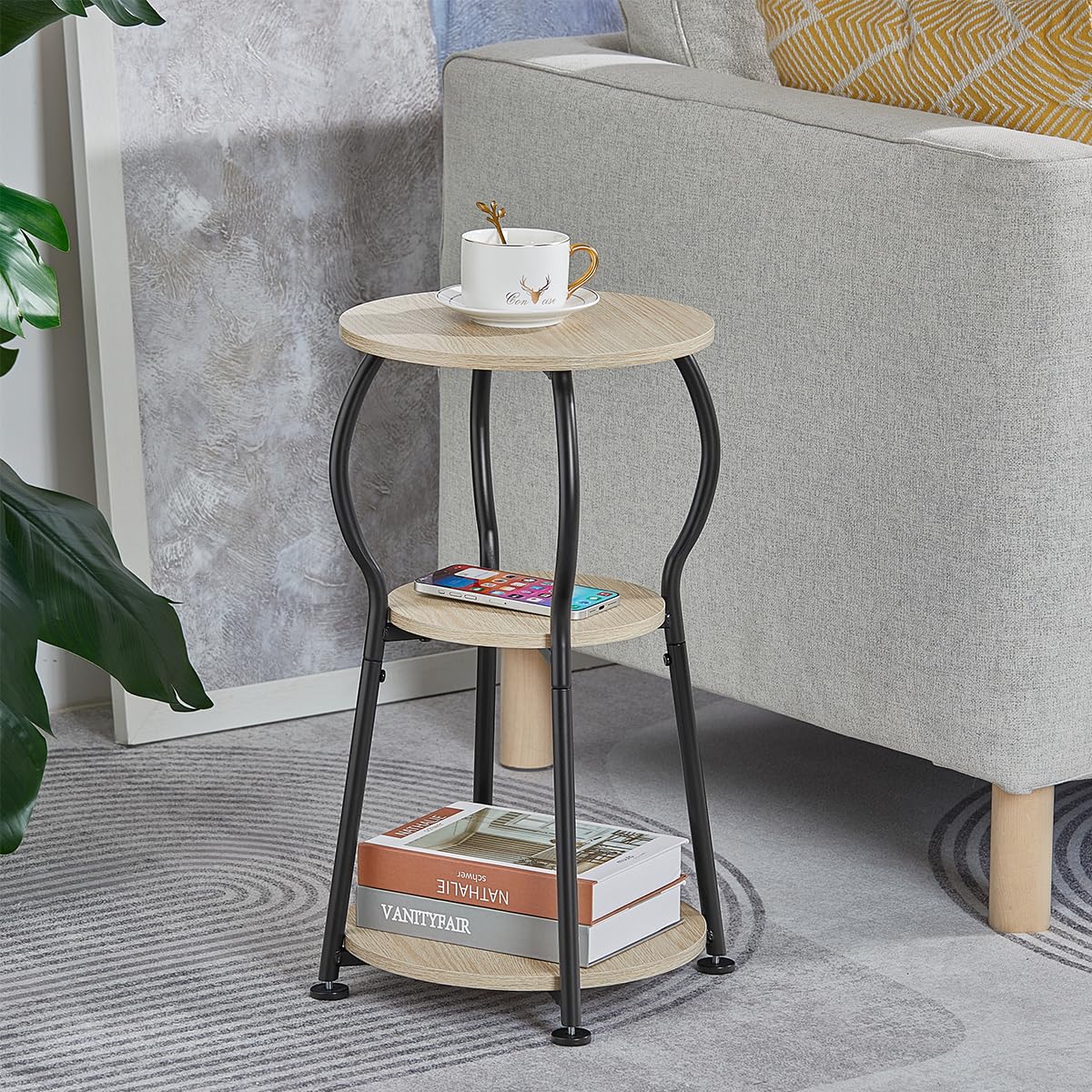 Amazon｜ZEXVIDA サイドテーブル 丸 レトロ・エレガント 3段 リビング