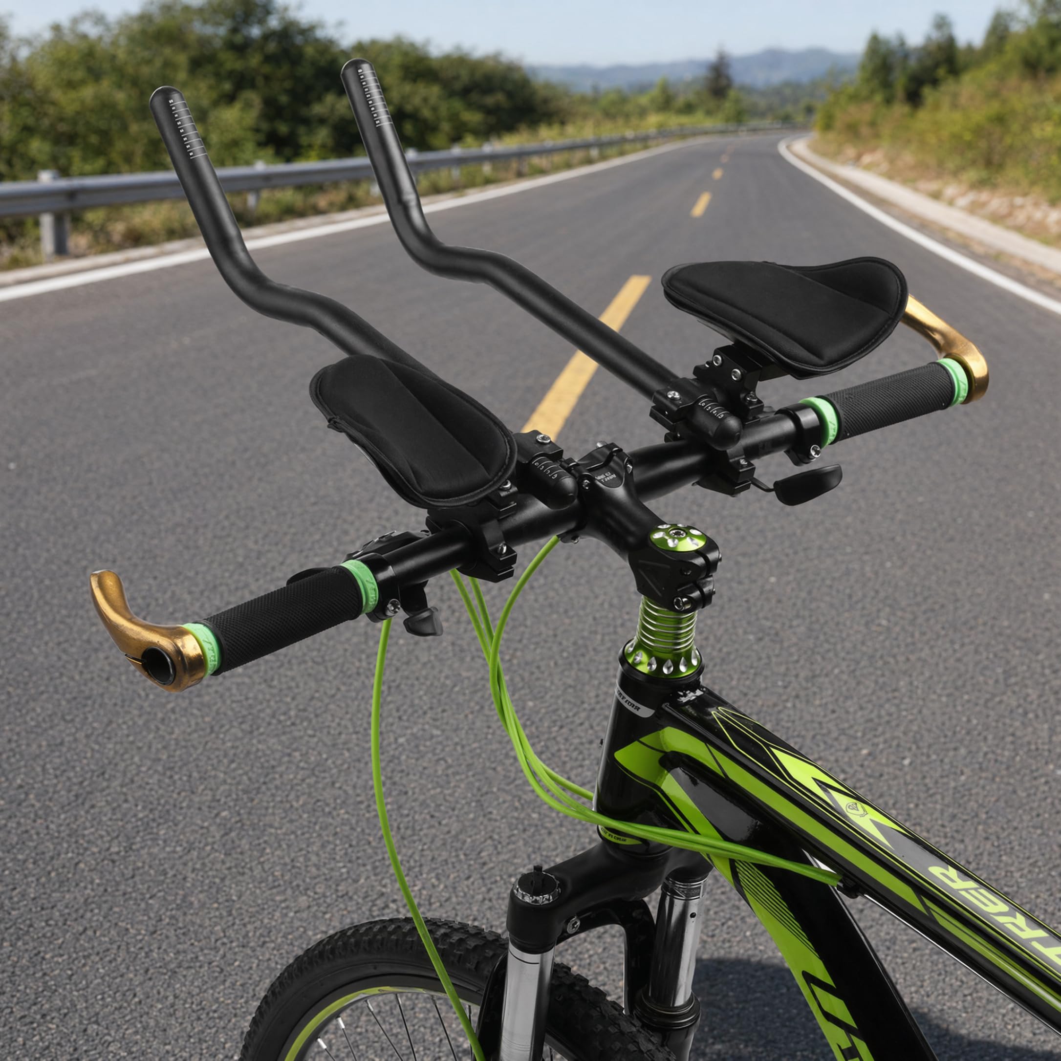 Aerobars für Rennräder, verstellbare Tri-Bars für Rennräder – leichter Stützgriff aus Aluminiumlegierung mit Schwammpolstern, schwarz