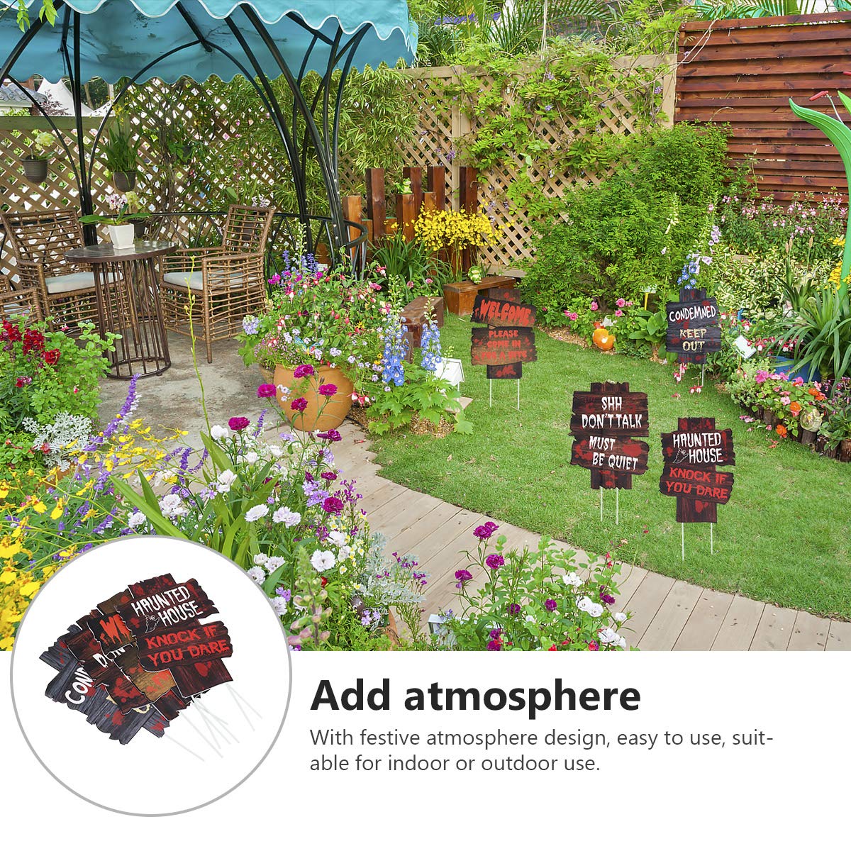 Yardwe Halloween Garten Deko - 4-teiliges Set Mit Gruseligen Wegweisern