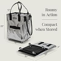 Vista 4 de HULKEN (Mediano, Plateado) Bolsa de Comestibles Reutilizable con Ruedas, Carrito de Compras, Bolsa Rodante, Cierre de Cremallera, Ligera, Soporta