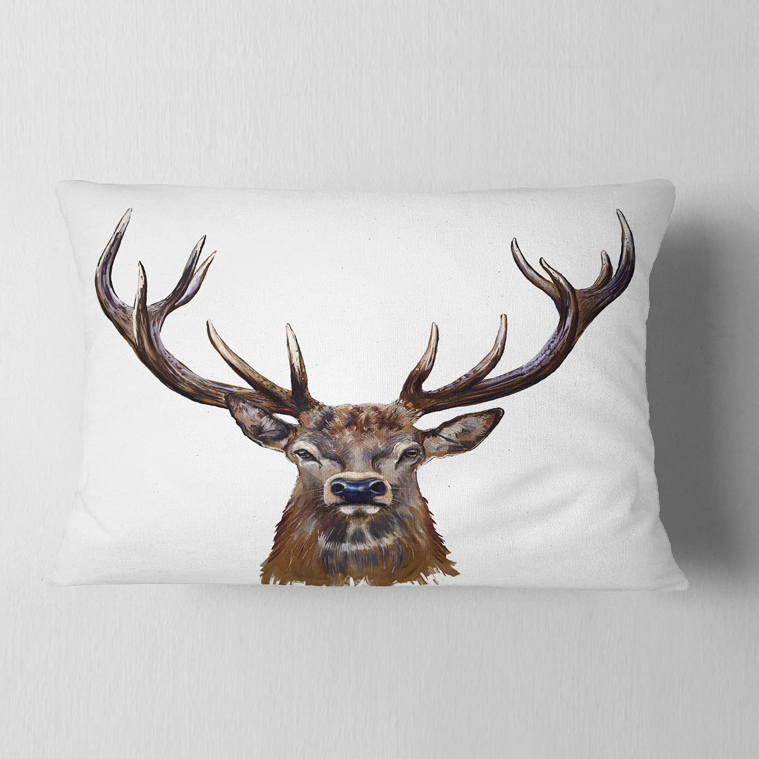Designart CU6209-18-18 Deer Head in Front Illustration' Animal Throw Cushion Pillow Cover for Living Room, Sofa, 18 in. x 18 in, High Quality Pillow Insert + Cushion Cover Printed on Both Side