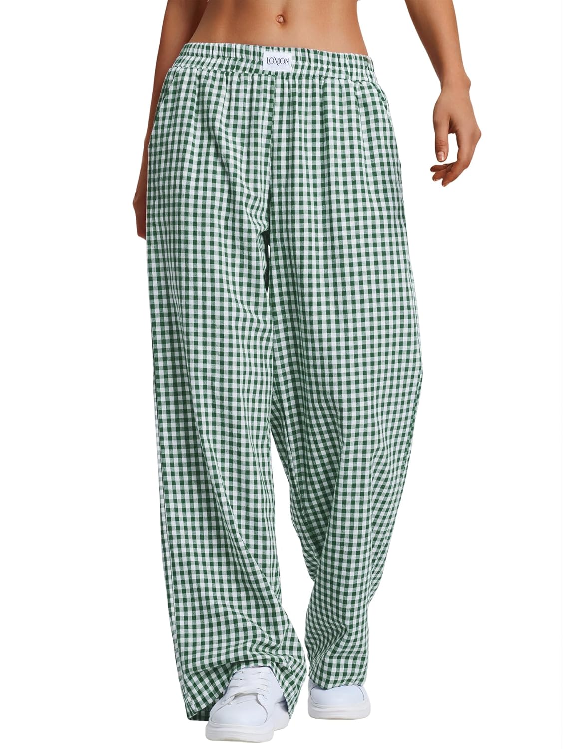 LOMON Womens Striped Gingham Boxer Pants Spring Summer Pajama Lounge Pj Casual Plaid Trousers Y2K Beach Bottoms with