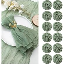 12 Pack Cheesecloth Napkins 20 20 Inches Sage Green Cheese Cloth Napkins Gauze Table Napkins with Wrinkle Multipurpose Bulk for Dinner Wedding Party St. Patrick's Day Home Decor