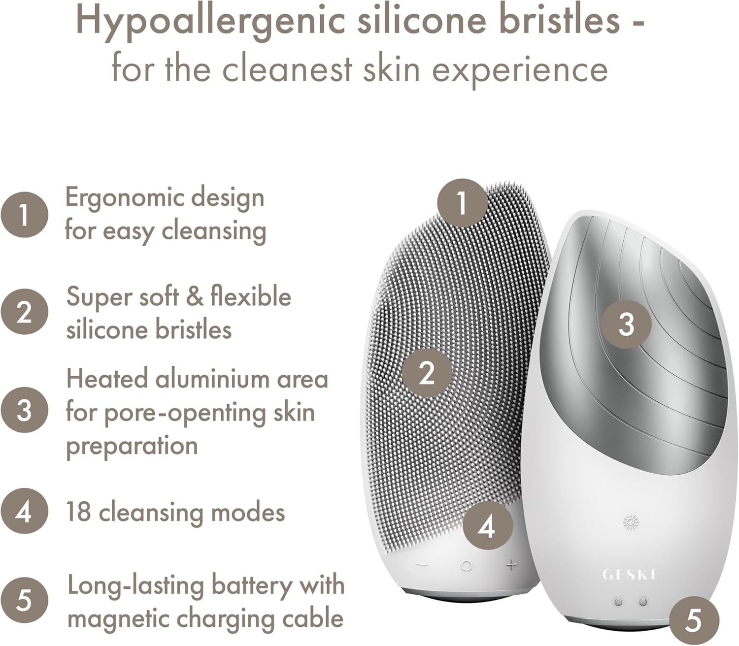 SmartAppGuided Sonic Thermo Facial Brush | 6 in 1 | Skin Cleansing | Cleansing Brush with Thermal Function | Electric Facial Massager