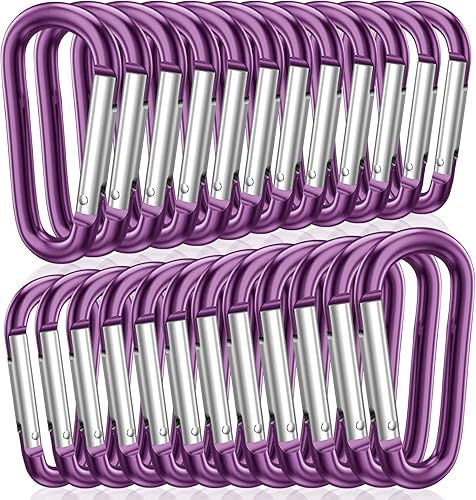 Miniatura 11 de STURME Mosquetones de aluminio de 2 pulgadas con anillo en D en forma de D, puerta con resorte, llavero pequeño, mosquetón, juego de clip