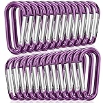 STURME 2 Aluminum D Ring Carabiners Clip D Shape Spring Loaded Gate Small Keychain Carabiner Clip Set for Outdoor Camping Mini Lock Snap Hooks Spring Link Key Chain Durable Improved 24 PCS (Purple)