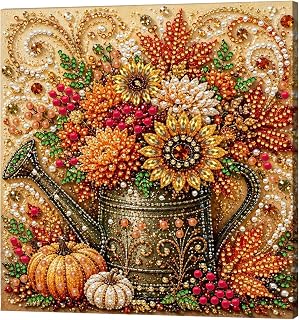 DIY Autumn Watering Can Pearl Diamond Painting Art Kit with Frame