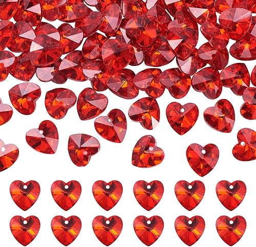 Vista 9 de Cheriswelry 50 dijes colgantes de corazón europeo de aleación de agujero grande, colgantes de vidrio galvanizado arcoíris con fianza para el día