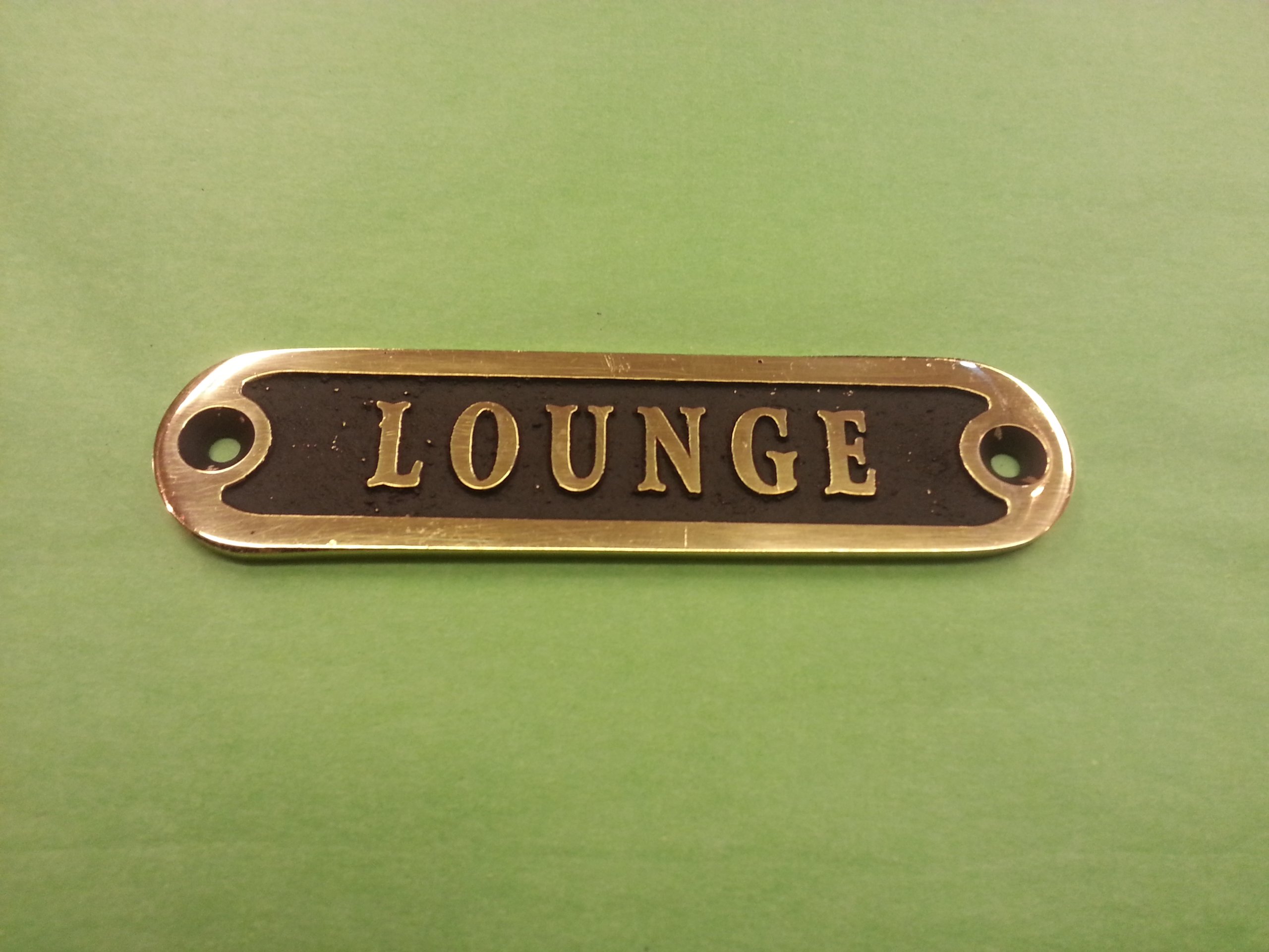 What a Wonderful Word Small Brass Plaque - 'Lounge'