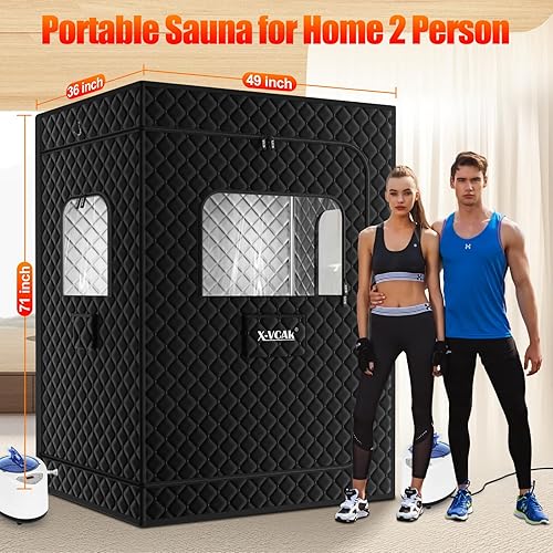 Miniatura 7 de Sauna para 2 personas, caja de sauna extragrande, tienda de campaña portátil para sauna de vapor con 2 vapores, 2 sillas plegables, 71 x 49 x 36