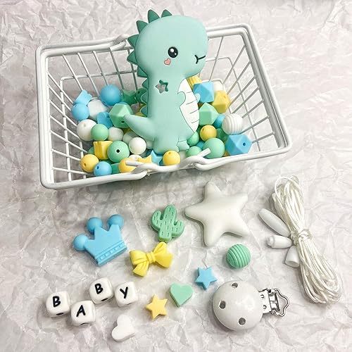 Miniatura 3 de Juego de cuentas sueltas de silicona Kit de dinosaurio para accesorios de joyería DIY collar pulsera TZ004