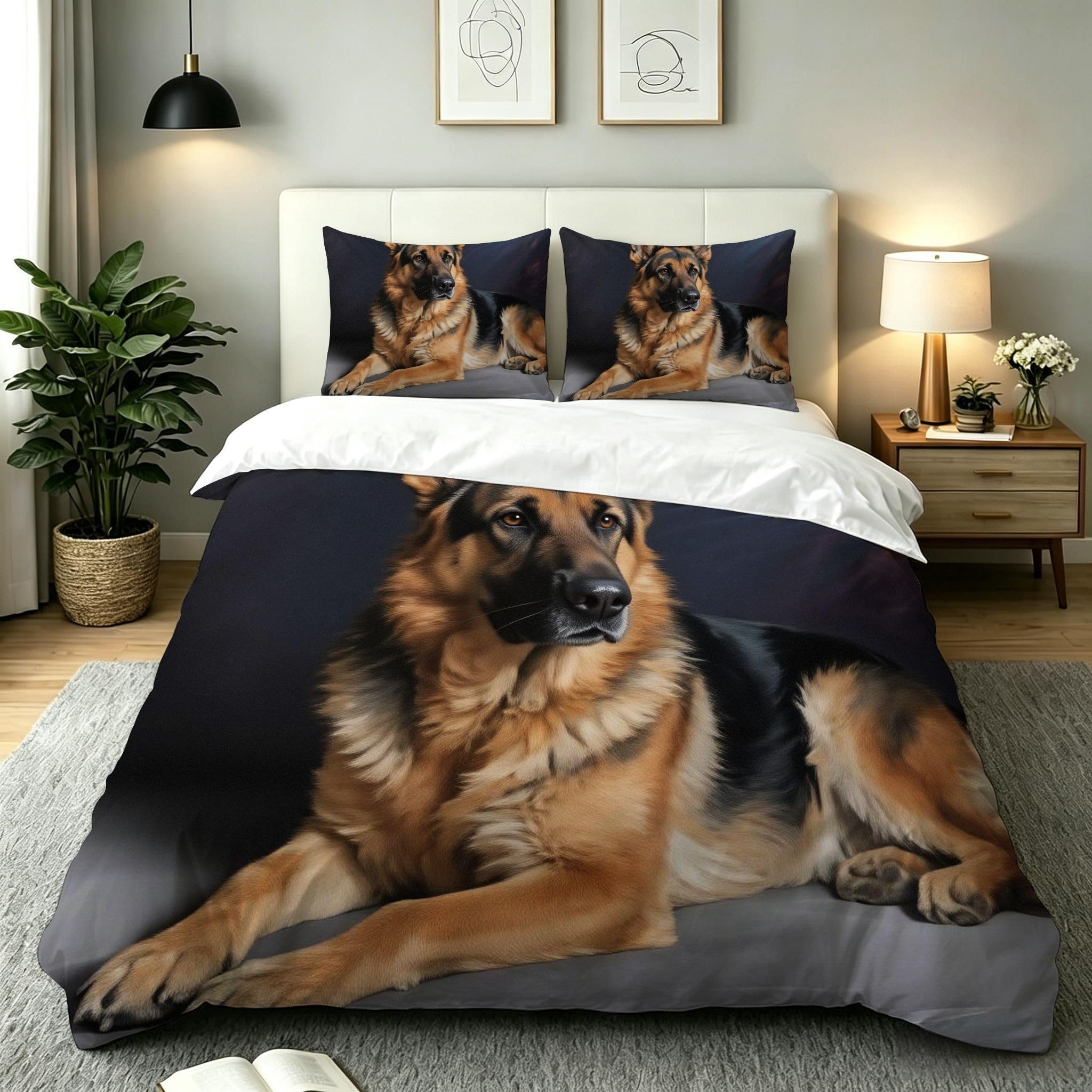 Copripiumino Matrimoniale Cane Marrone 260x240, ZQ9552 | Traspiranti Durevoli Microfibra, per Tutta la Famiglia, Matrimoniale, per Tutte le Stagioni, con 2 Federe 50x80 cm