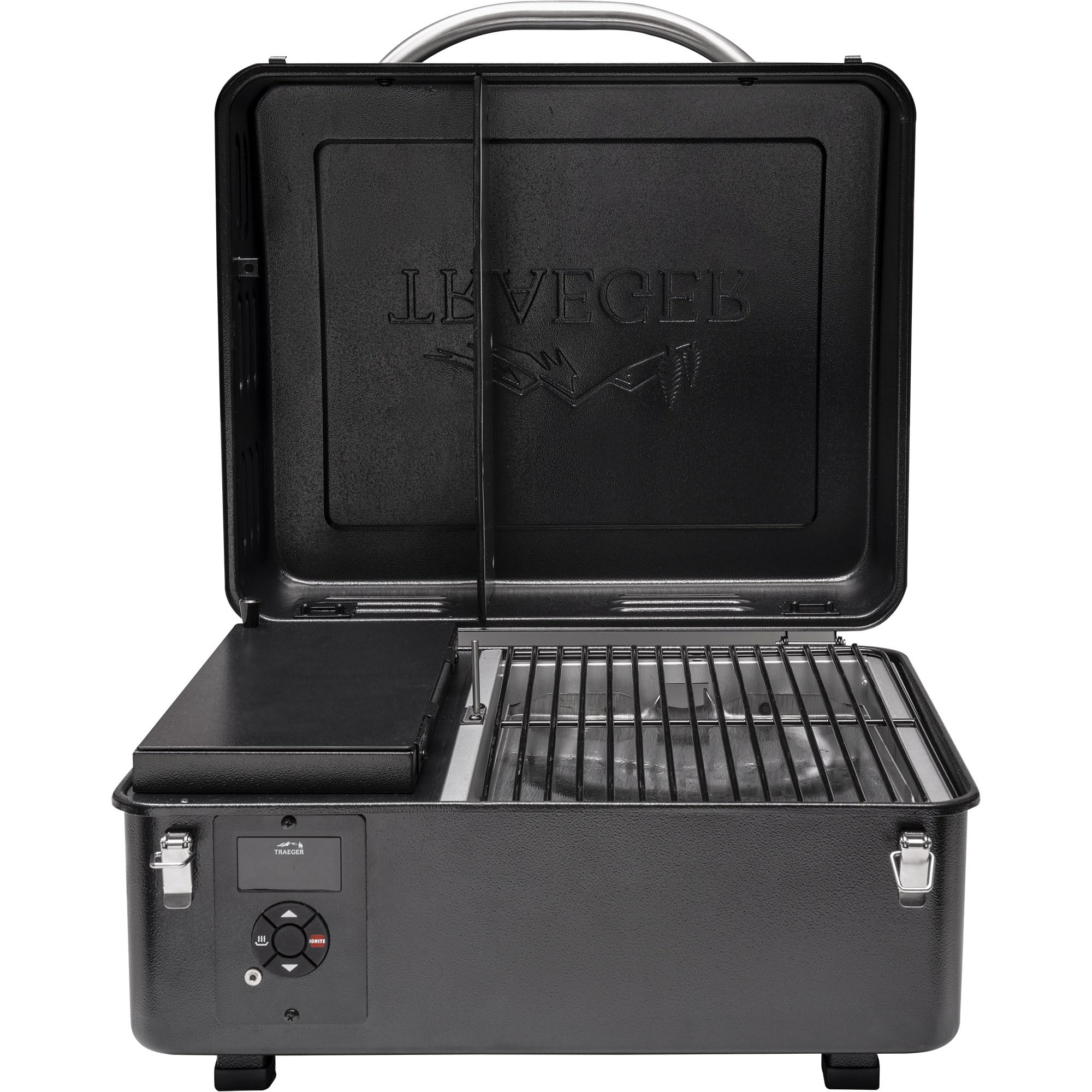 Traeger Grills Trailhead, tragbarer Holzpelletgrill und Smoker - Elektrischer Tisch-Pelletsmoker mit digitalem Lichtbogenregler, für Heckklappe und Kochen im Freien + To Go Abdeckung + Wechselrichter