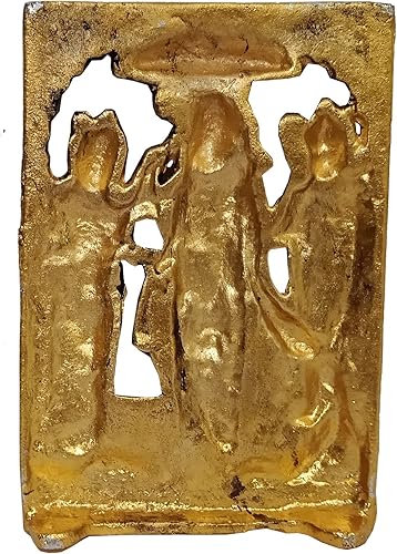 Miniatura 4 de Purpledip Placa de metal colgante de pared Ram Familia Darbar: Rama, Sita, Laxman, Hanuman Statues (12608)