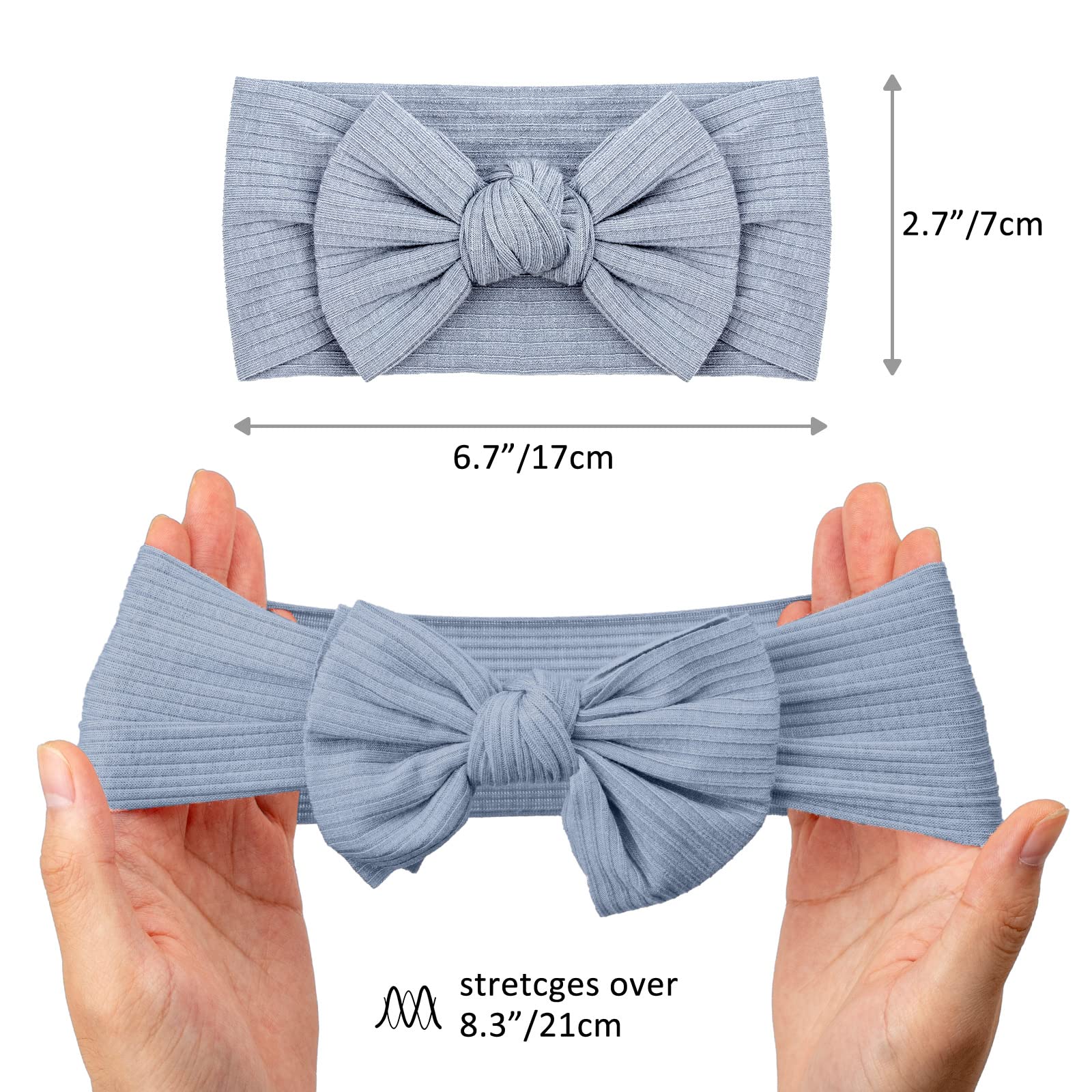 DRESHOW 5 Pack Baby Headbands for Girls Newborn Baby Nylon Headbands with Bows Hair Accessories - Image 2