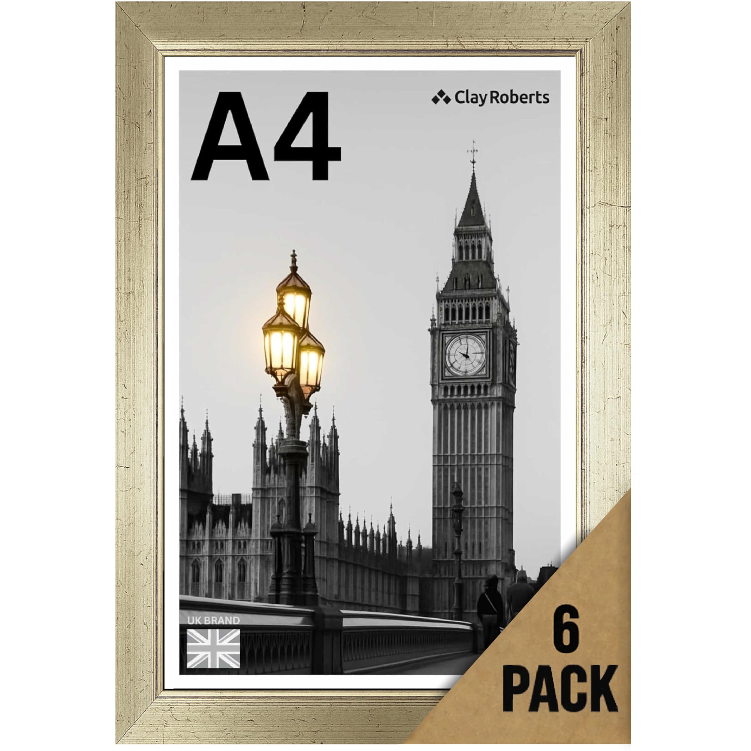 A4 Gold Photo Frame – Modern A4 Frame for Certificates, Pictures & Prints, Wall Hanging (Portrait or Landscape), Document & Poster Frame UK