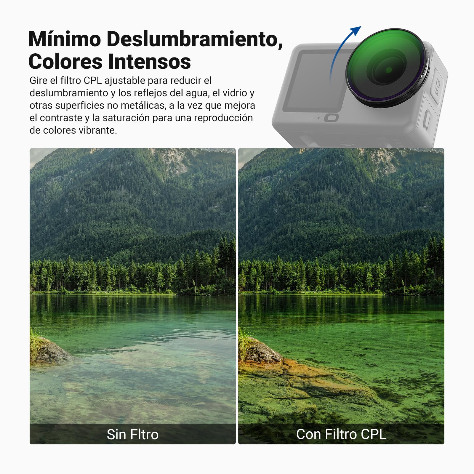 NEEWER CPL + ND Filtro Juego Compatible con DJI Osmo Action 6 Solo, 4 Pack ND8/16/32 Ajustable Polarizador Circular, Objetivo Polarizer, Accesorio Action Cam con Revestimiento Multicapa Rosca, FL-B100