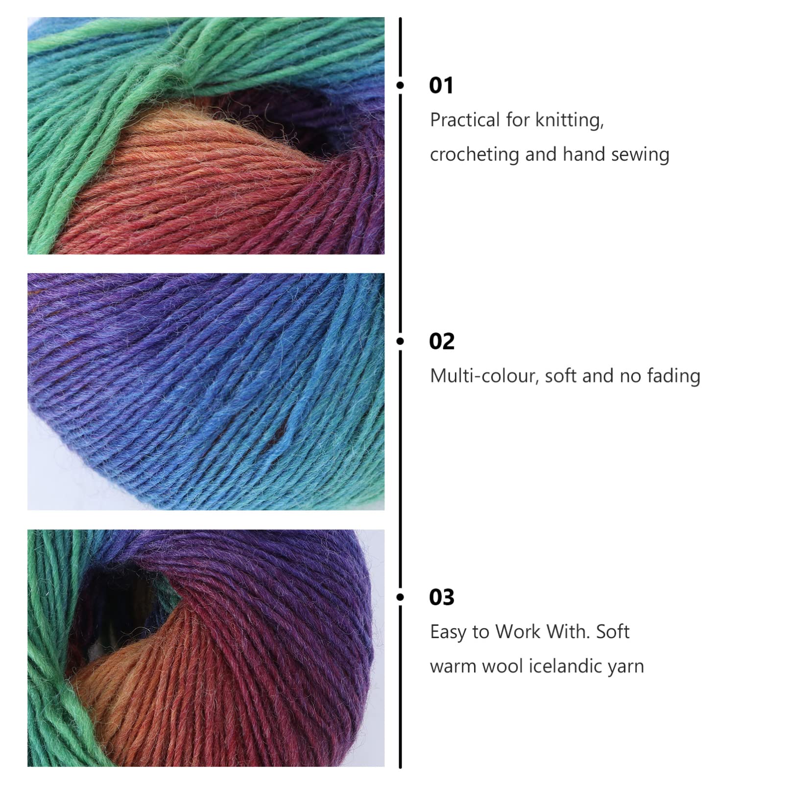 Ciieeo 6 Rollen selbststreifendes Häkelgarn Wollgarn Baumwolle Strickwolle Sockenwolle aus Baumwolle Wolle Regenbogengarn Regenbogen-Strickwolle Strickgarn Zubehör häkeln Pullover Linie