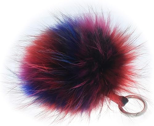 Fosrion - Llavero con pompones de piel de mapache y zorro