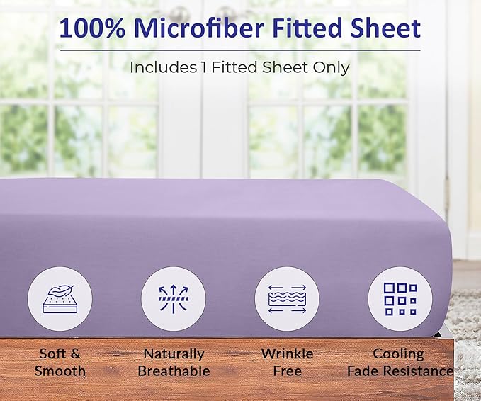 Royale Linens Fitted Sheet Twin - Ultra Soft 1800 Brushed Microfiber