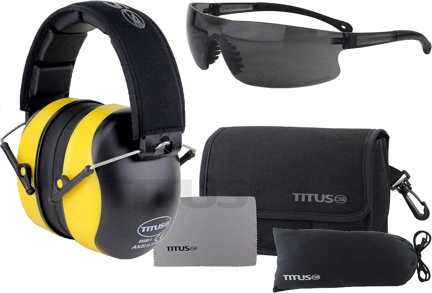 TITUS 3 Series - 37 NRR Noise Reduction Hearing Protection & G45 Z87+ Safety Glasses Combos