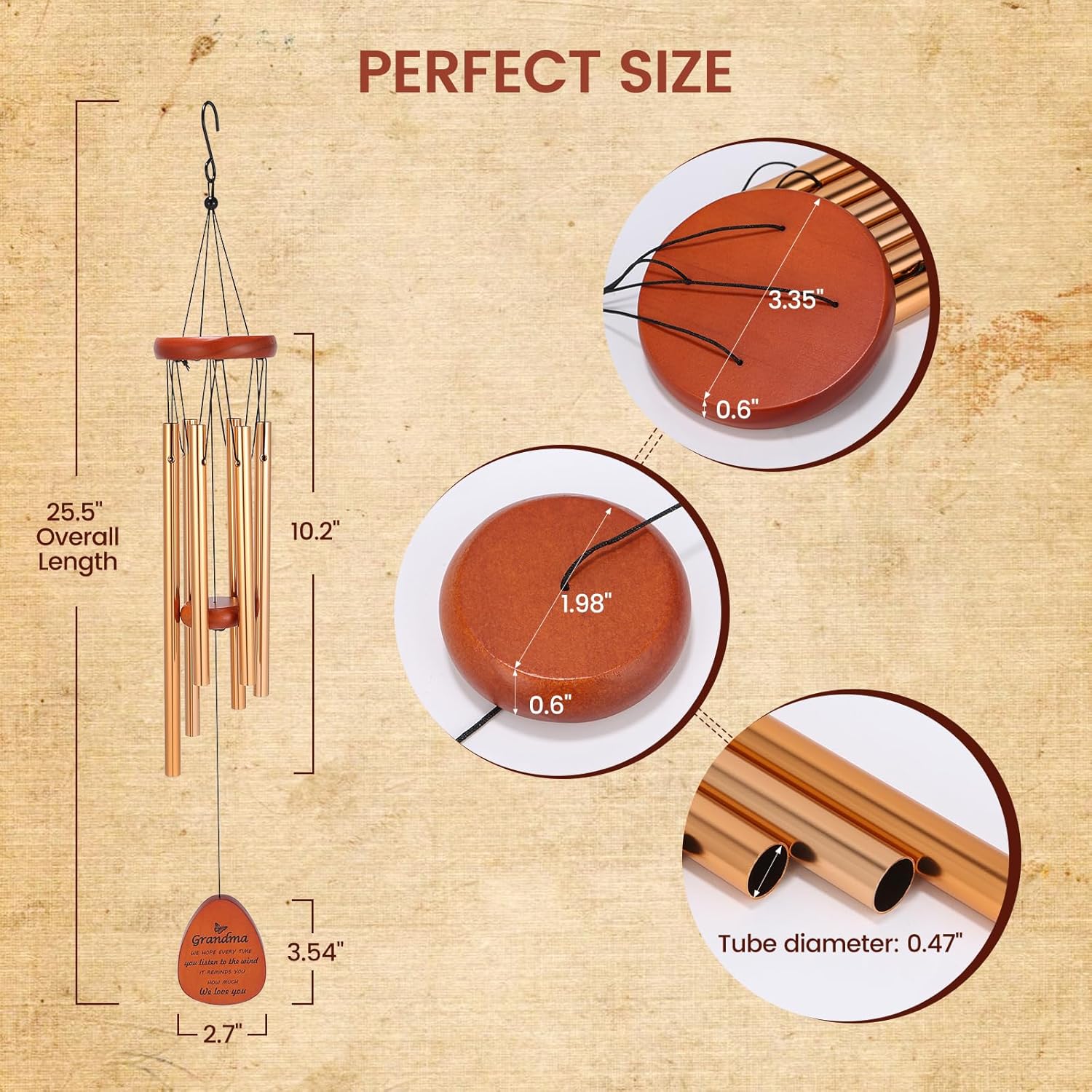 Gifts for Grandma from Granddaughter Grandson, Wind Chimes for Outside, Thanksgiving Christmas Birthday Gift for Grandmother - Windchimes Outdoors - Image 6