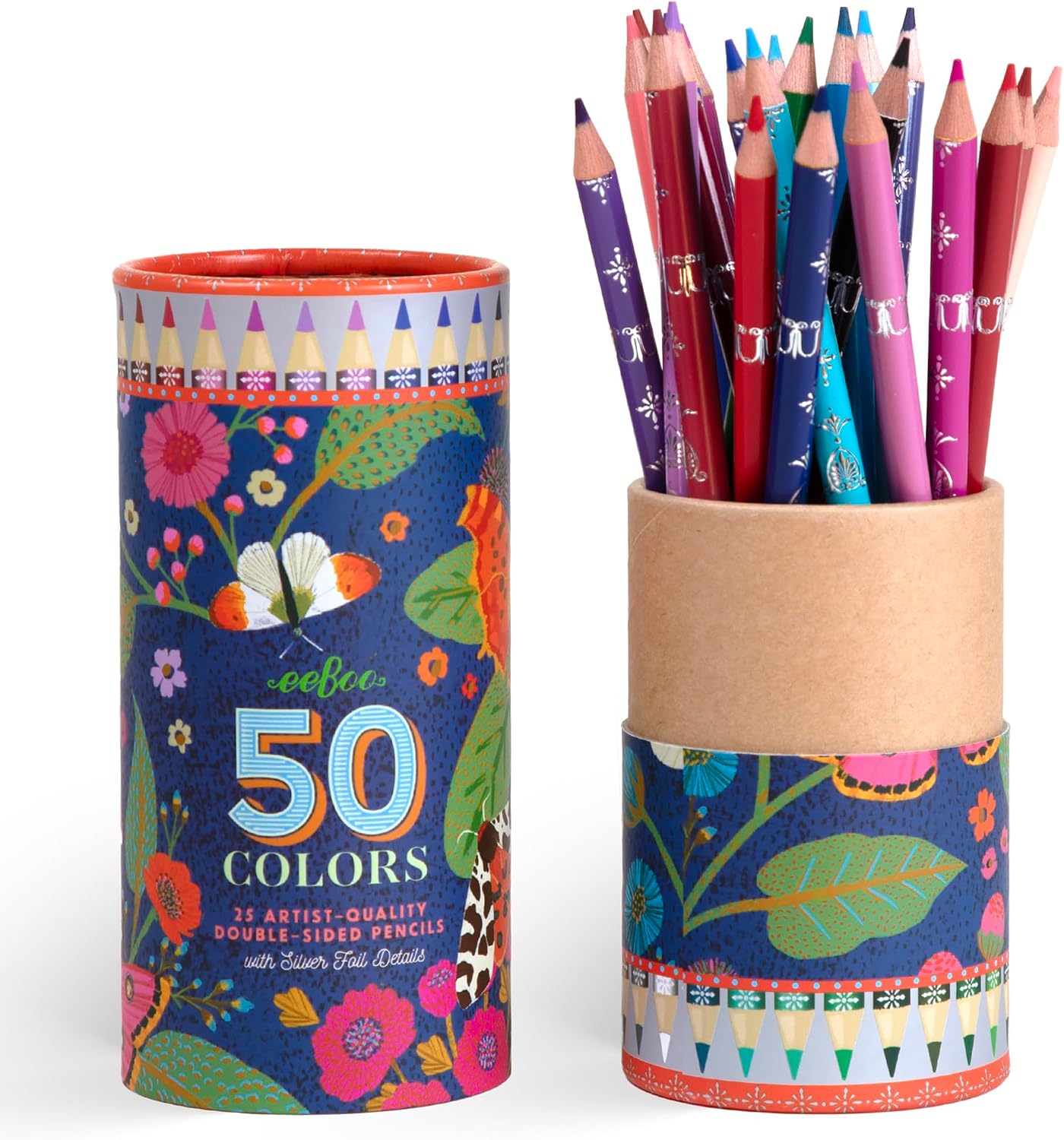 eeBoo: Victoria's Double-Sided Colored Pencils – 25 Pencils, 50 Vivid Colors for Drawing, Sketching & Coloring, Art Supplies for Adults