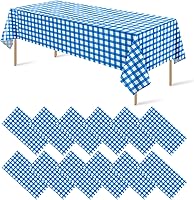 Vista 44 de Paquete de 16 manteles de plástico blanco para mesas rectangulares, manteles decorativos desechables blancos de alta calidad para fiestas, manteles